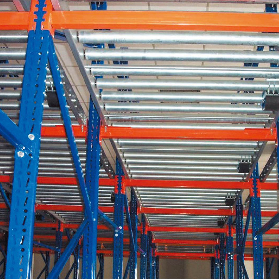Heavy Load Steel Gravity Pallet Racking Adjustable Roller Track Powder Coated High Duty Warehouse Storage System