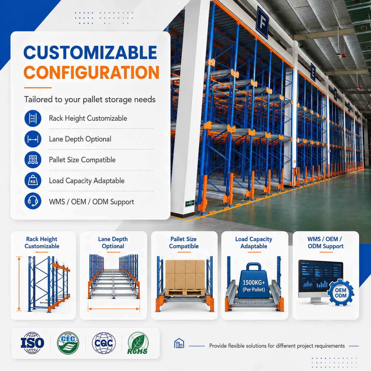 Factory Supply Radio Shuttle Rack Heavy Duty Pallet Shuttle Racking System High Density Warehouse Storage Custom OEM Supplier