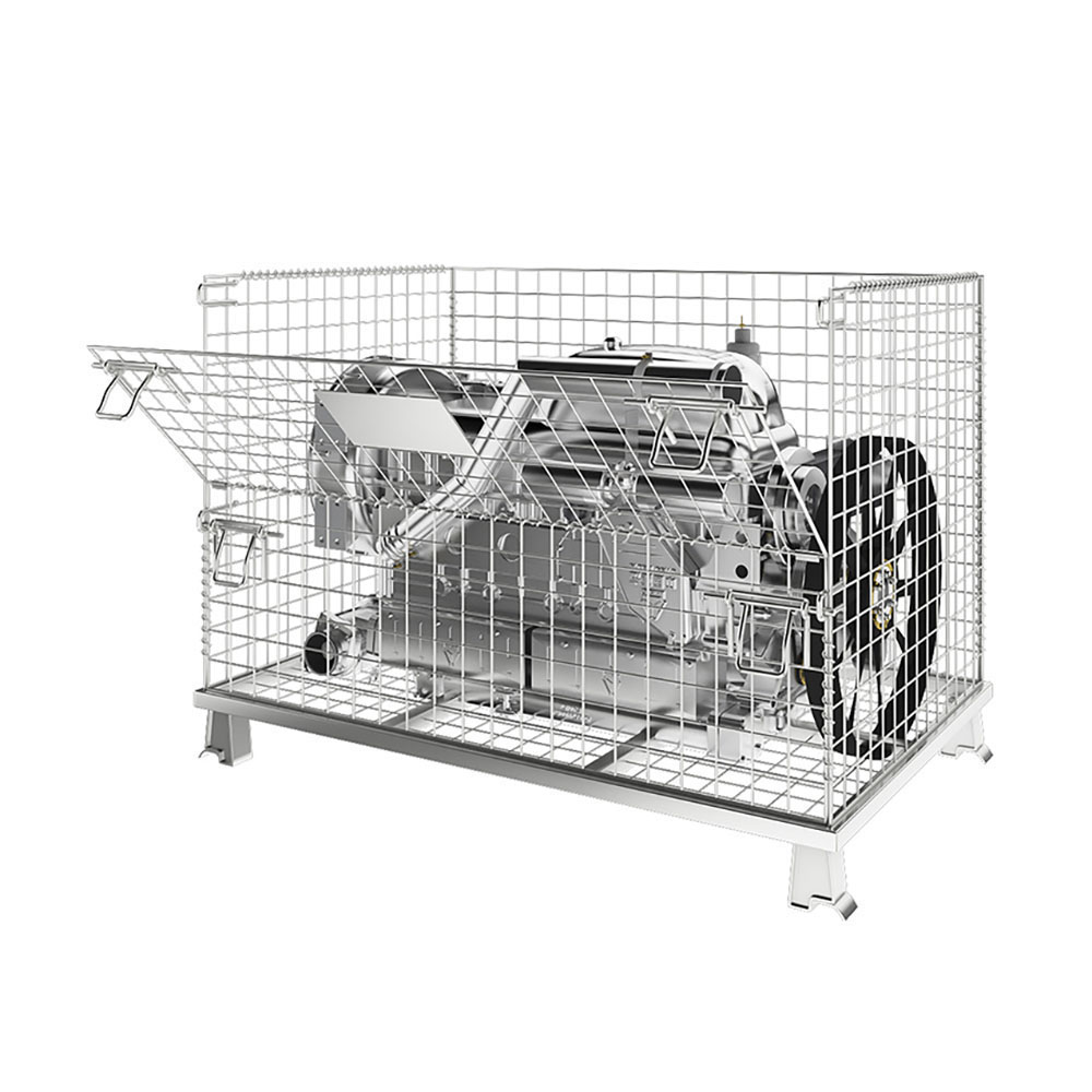 Heavy Duty Industrial Bulk Storage Stacking Galvanizing 50 X 50 MM Wire Steel Mesh Cage