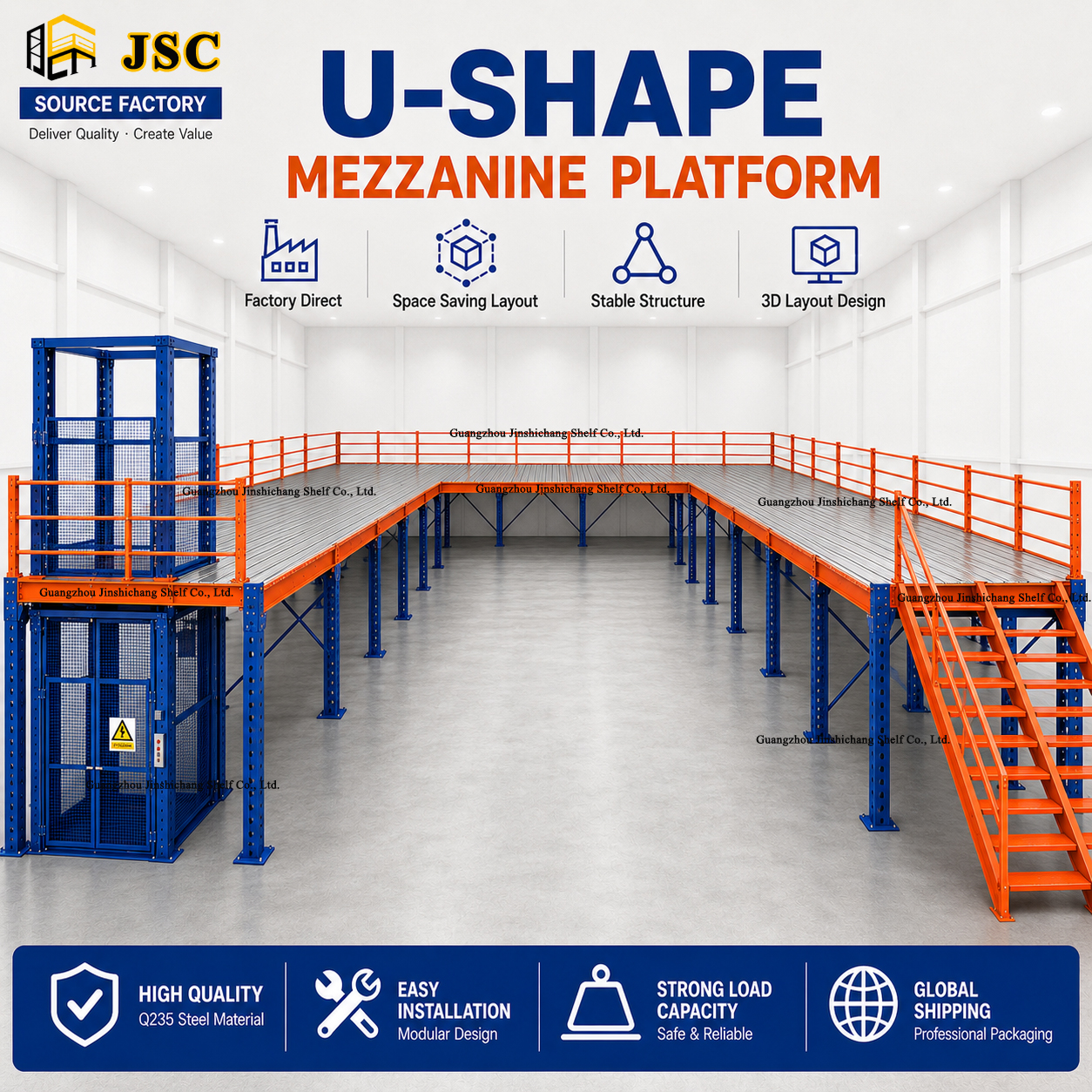 Industrial Warehouse Mezzanine Floor System Steel Structure Platform For Space Saving Storage Solution