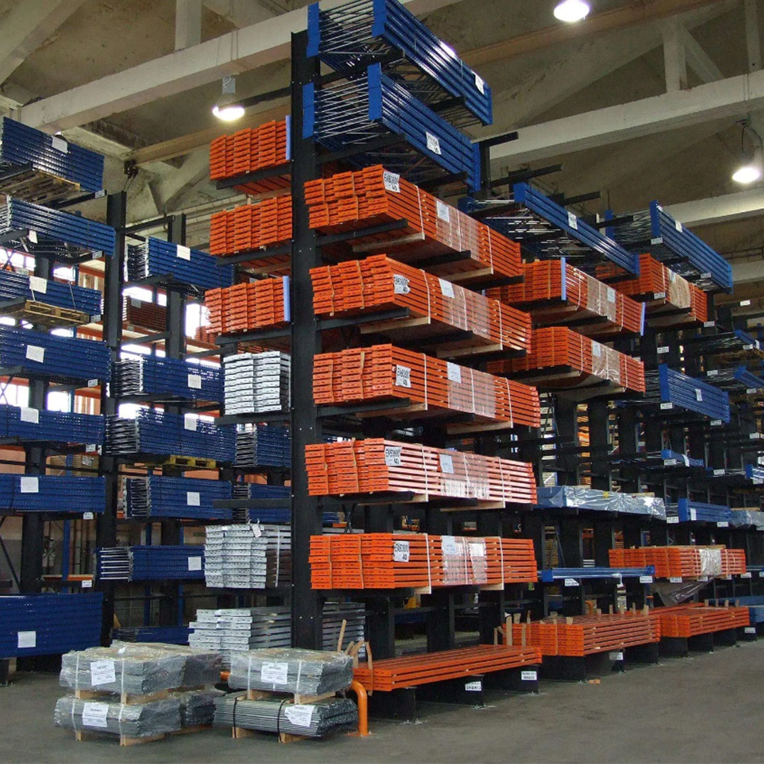 Motorised Roll-Out Cantilever Rack System - Heavy Duty Steel Pipe Storage &amp; Industrial Warehouse Shelving