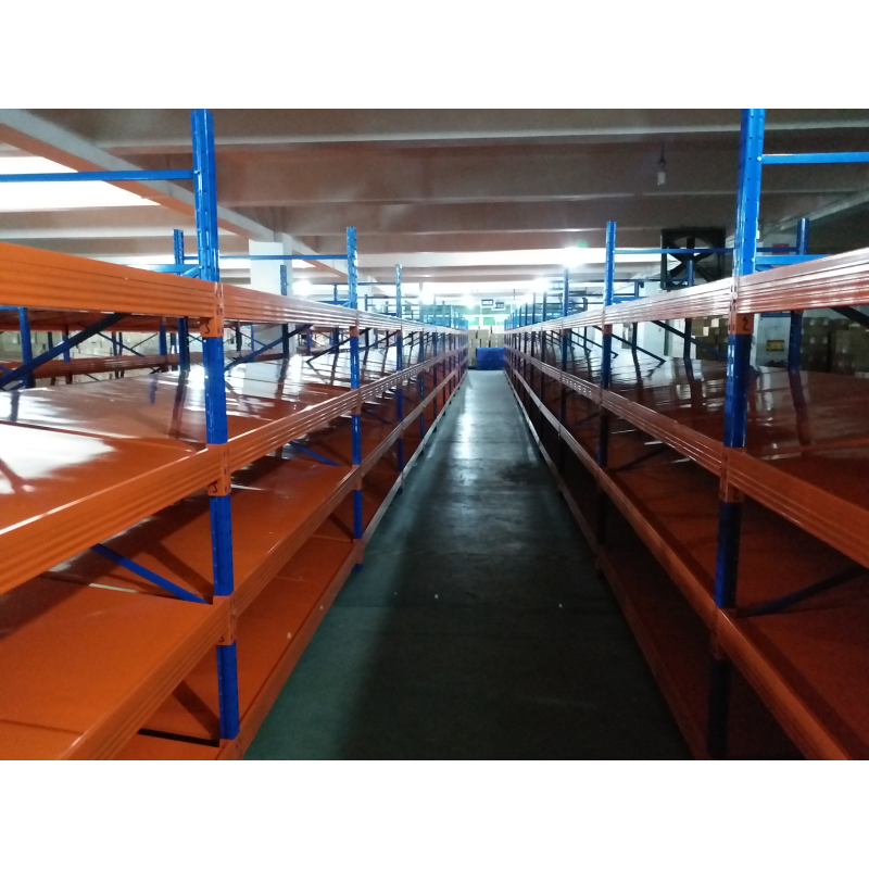 Blue Orange Steel 5 Layer Sliding FIFO Increased Warehouse Density Space-saving Flow-through Racking for Warehouse Storage