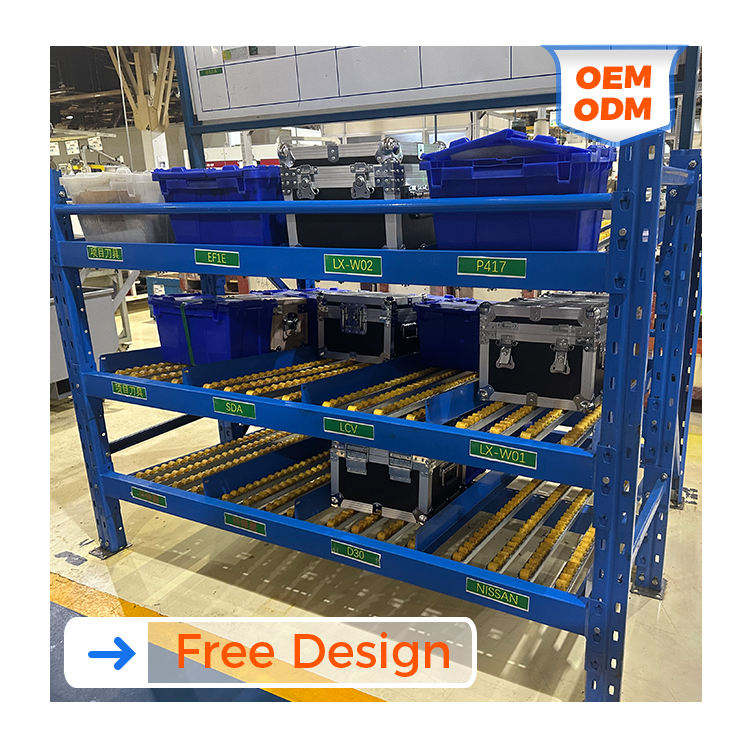Factory Supply High Quality Steel Industrial Warehouse Storage 4-Layer Gravity Flow Carton Rack With Shelves