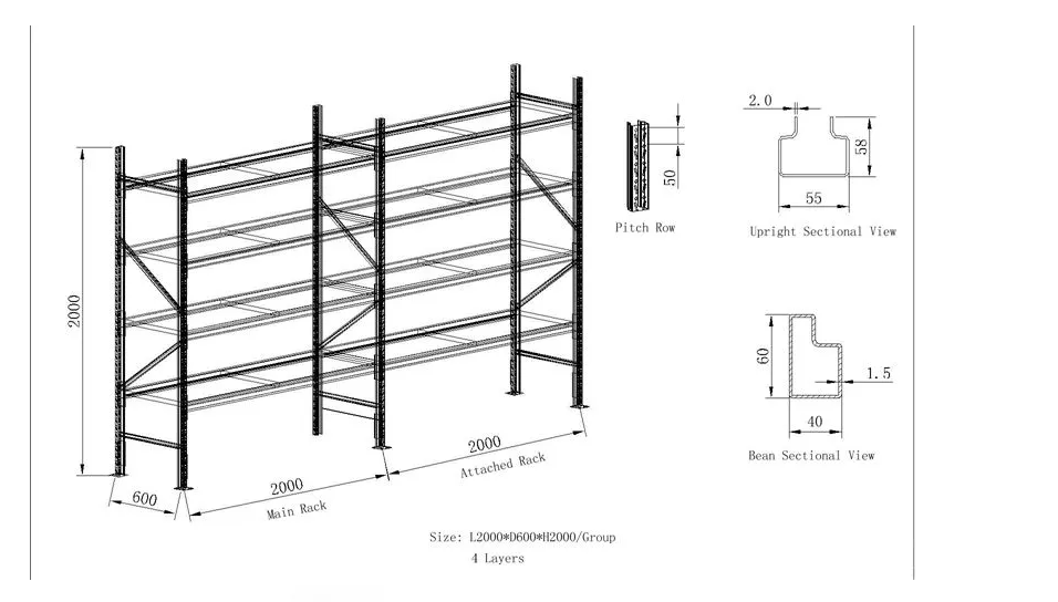Storage racking frame detail