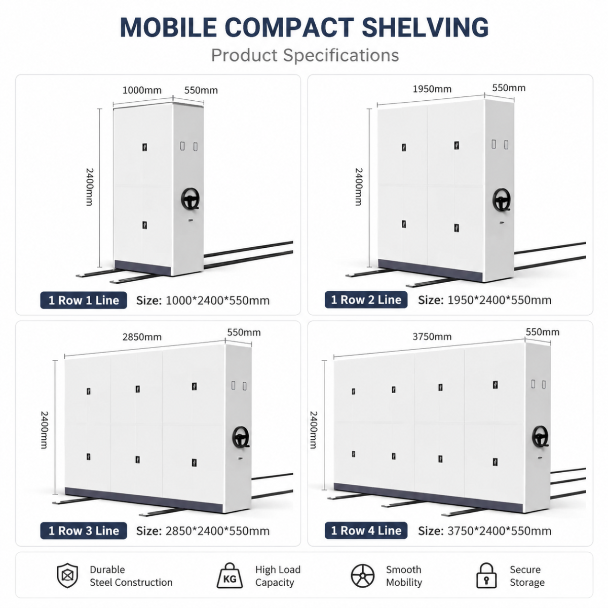 Wholesale Mobile Compact Shelving Supplier, High Quality Steel Movable Archive Storage Rack for Bulk Order