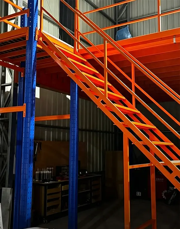 Shelving-Supported Multi-Tier Mezzanine System