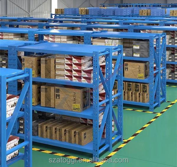 Custom Medium Duty Steel Shelving 200 Kg Layer Garage Black Yellow 4 Tier Powder Coated Industrial Warehouse Storage Metal