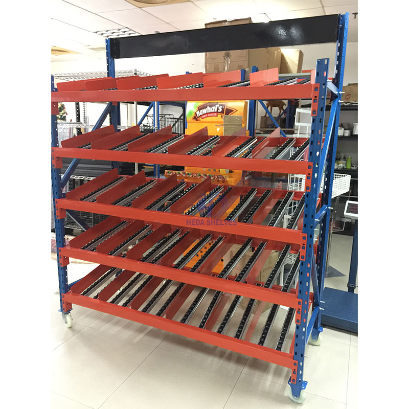 Customized Warehouse Storage Rack Pallet Flow Rack Shelving Lineside Roller Flow Rack Gravity Carton Flow Racking