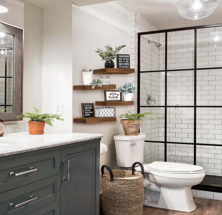 wooden wall storage shelf presentation