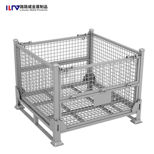 Powder Coating Galvanized Steel Pallet Box Cage Storage Welded Wire Mesh Cage