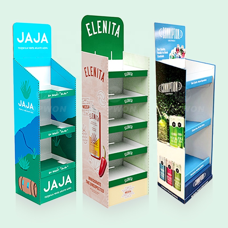 Custom Supermarket Retail Display Shelves 3 4 5 Tier Cardboard Floor Display Rack Shelf Cardboard Product Display Stand