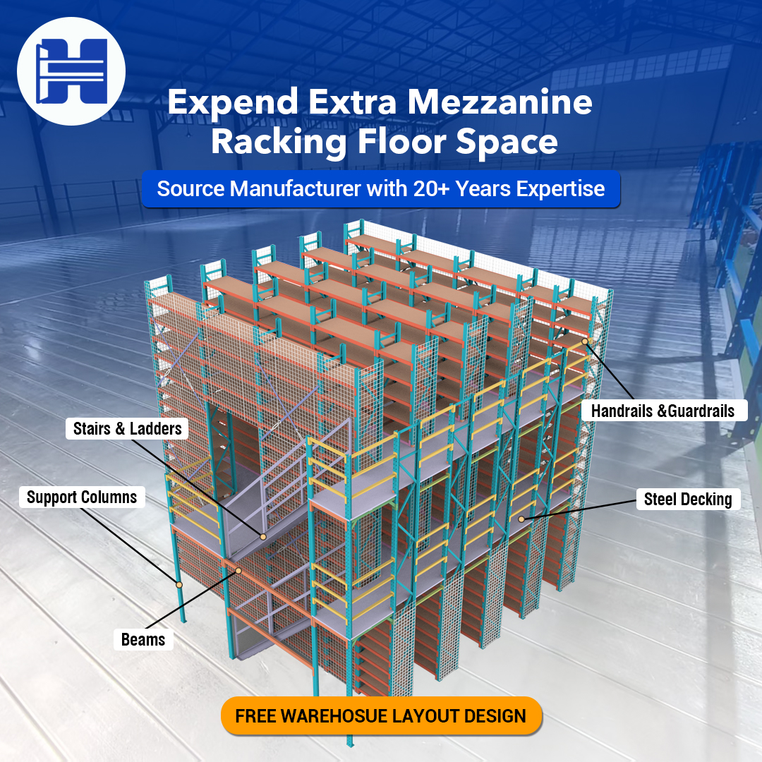 High Density Steel Mezzanine Floor Rack Platform System Attic Loft Warehouse Pallet Rack Stacking Shelves Heavy Duty Adjustable