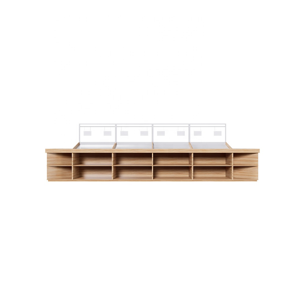 Produce Display Island Rack Multi-Tier Heavy Duty Metal Wood Weigh-Able Display Shelf for Dried Fruits Candies Supermarket Bulk