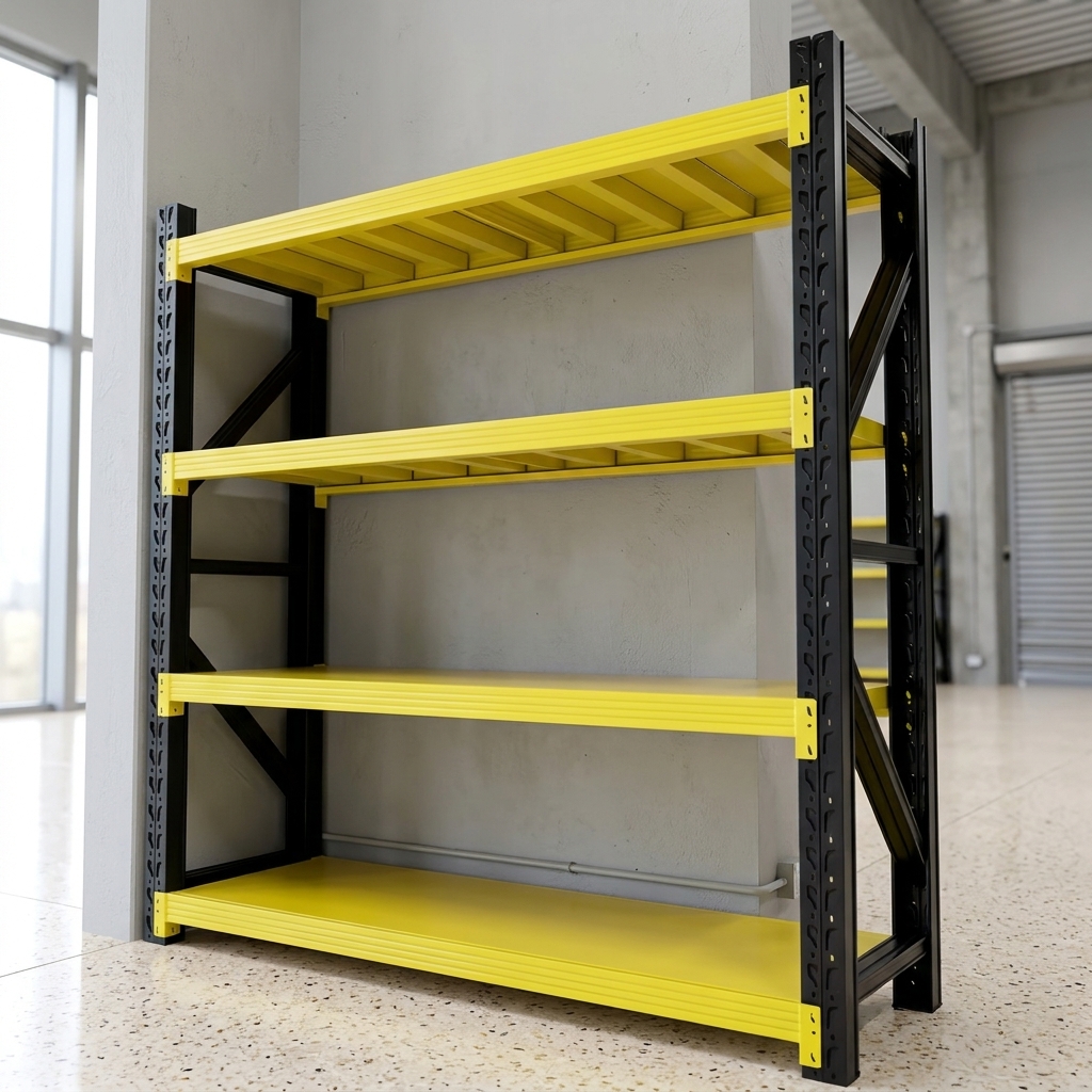 Boltless Adjustable Heavy-Duty Steel Rack Storage System, 300kg Capacity Per Layer, for Warehouse &amp; Industrial Stacking