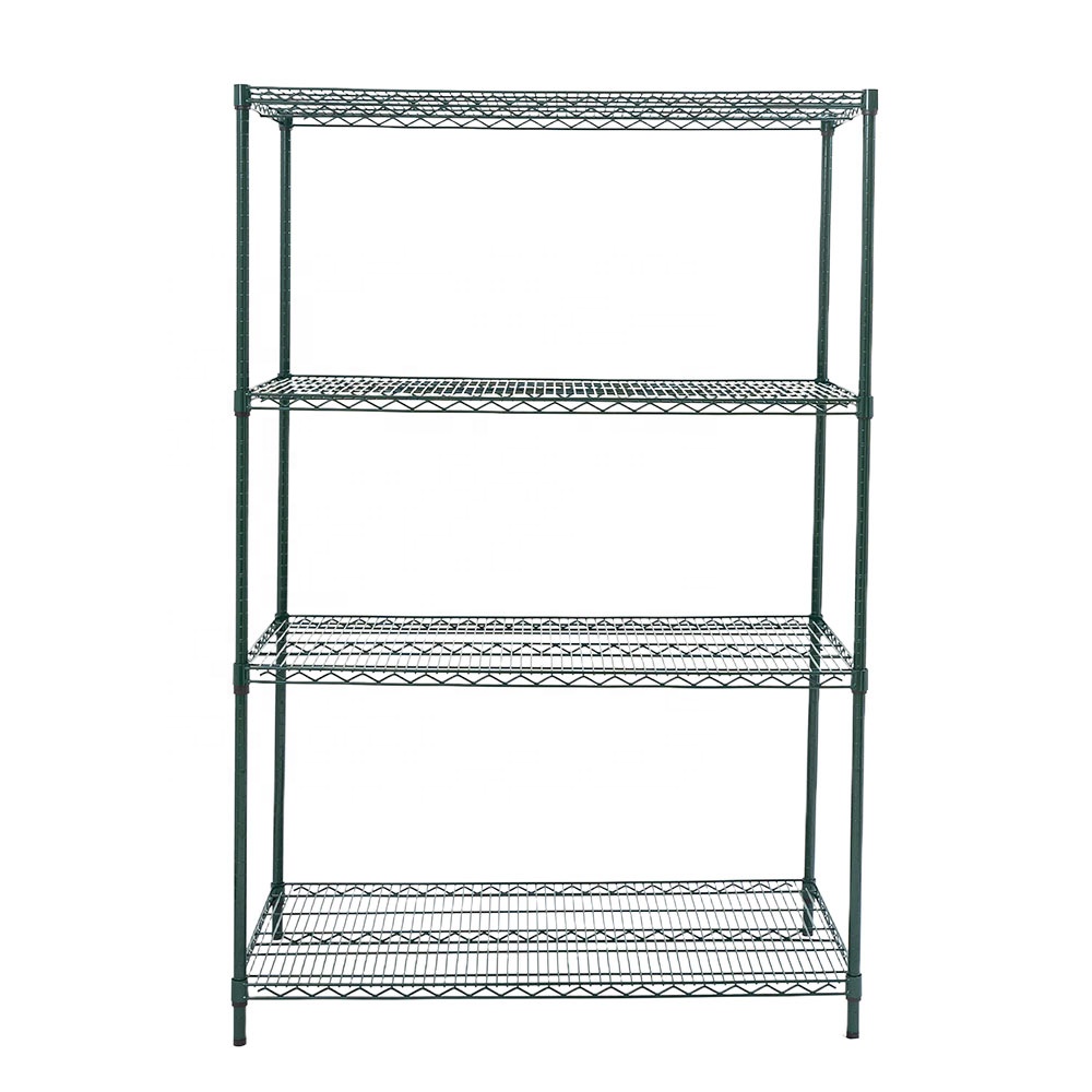 48"x24" Wire Shelving Industrial Heavy Duty Steel Racking System 4 Tiers Green Corrosion Protection Wire Shelving for Storage