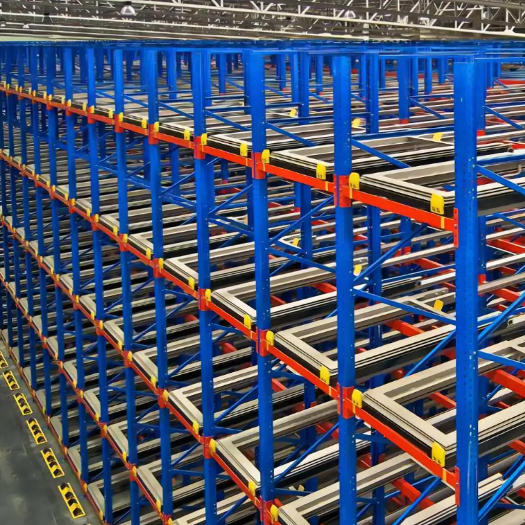 Q235 Steel Push Back Pallet Racking with Roller Track Heavy Load Pallet Rack System