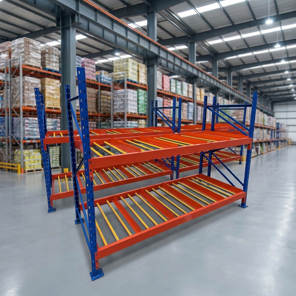 Gravity Carton Level Tilt Flow Rack FIFO Warehouse Roller with Cold-rolled Steel for Order Picking Assembly Line Storage