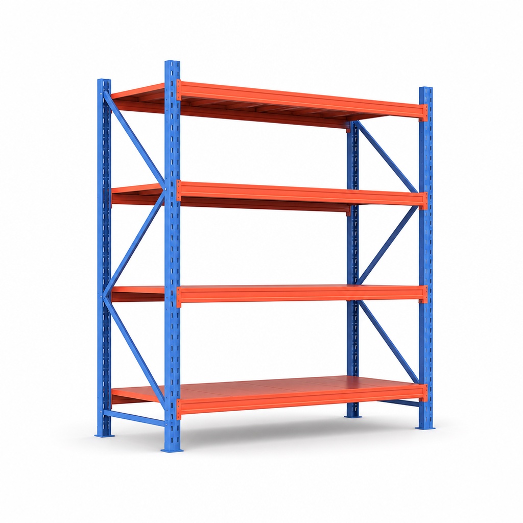 Heavy Duty Orange Blue Warehouse Storage Rack 4 Layers 500-1000kg Per Shelf Adjustable Metal Shelving Unit