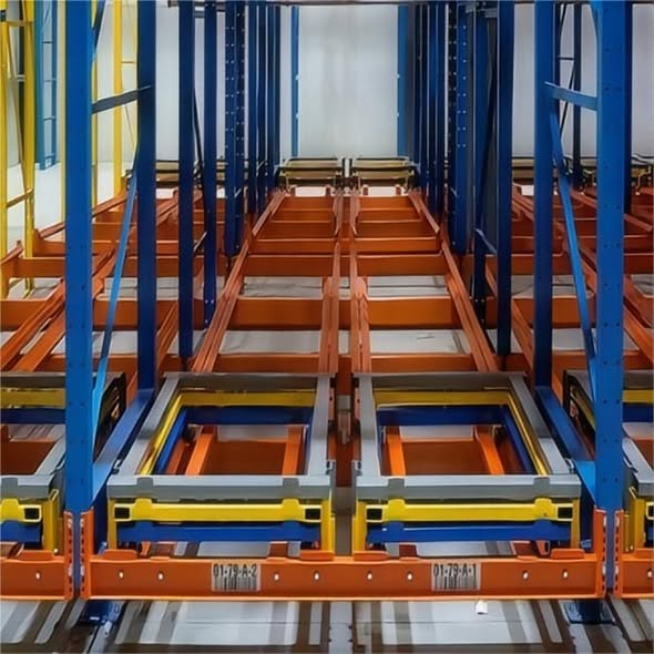 Push Back Pallet Racking + Forklift Operated Push Back Rack for 3PL Logistics Warehouse Batch Inventory Storage