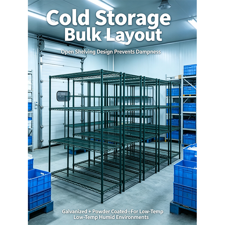 Heavy Duty Rust Resistant Steel Shelves Industrial Warehouse Storage Unit 6 Tier Wire Shelving Rack for Cold Storage
