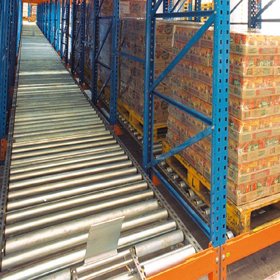 FIFO Steel Gravity Racking High Efficiency Adjustable Roller Racking Cold Storage High Density Multi-Layer Customizable Powder