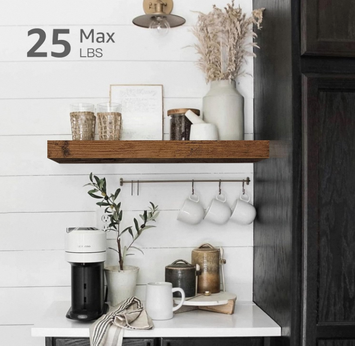 wooden wall storage shelf features