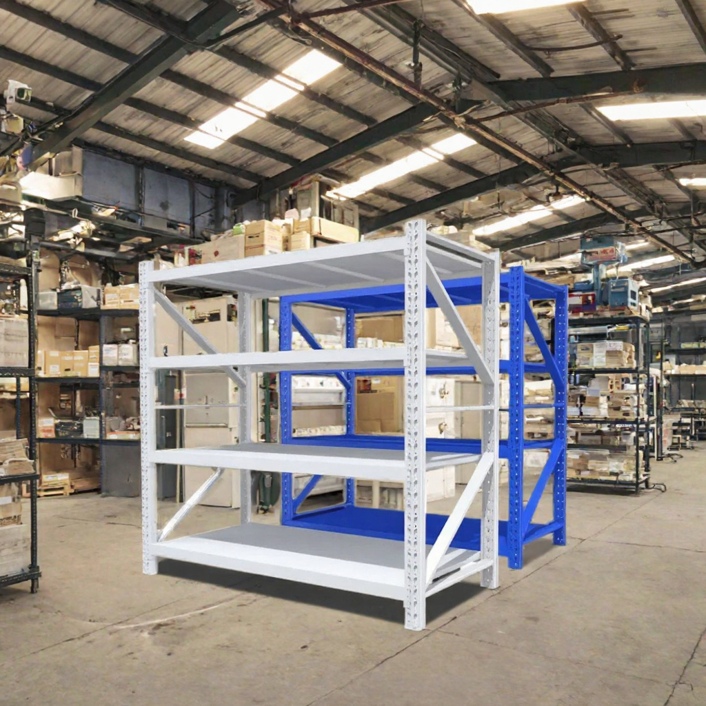 BOXUE 500kg Steel Diamond Hole Boltless Industrial Storage Racks Upright Corrosion Protected Electrostatic Powder Coated Racking
