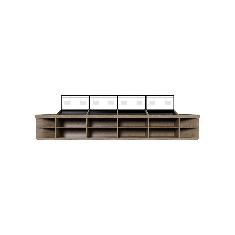 Produce Display Island Rack Multi-Tier Heavy Duty Metal Wood Weigh-Able Display Shelf for Dried Fruits Candies Supermarket Bulk