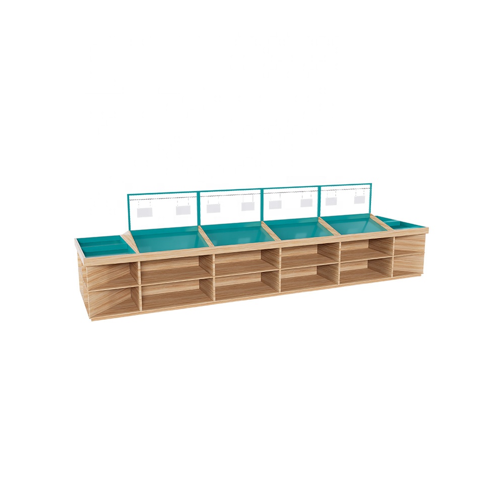 Produce Display Island Rack Multi-Tier Heavy Duty Metal Wood Weigh-Able Display Shelf for Dried Fruits Candies Supermarket Bulk