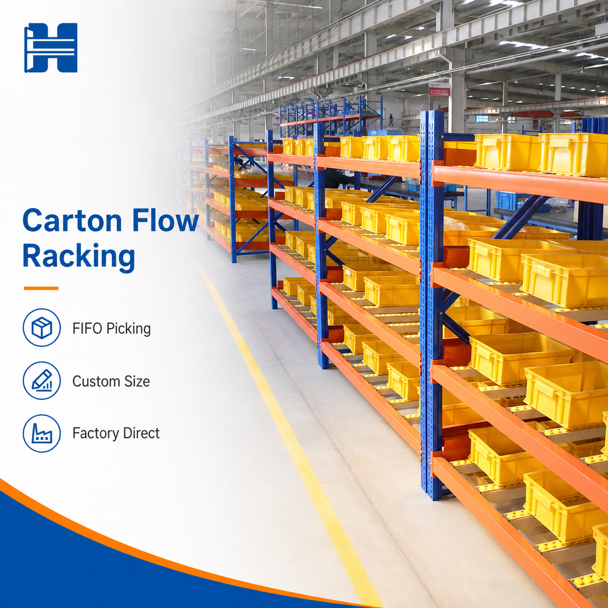 Carton Flow Rack System Gravity Roller Shelf Pick to Light Order Picking Warehouse Pallet Racking Storage Shelves OEM Factory