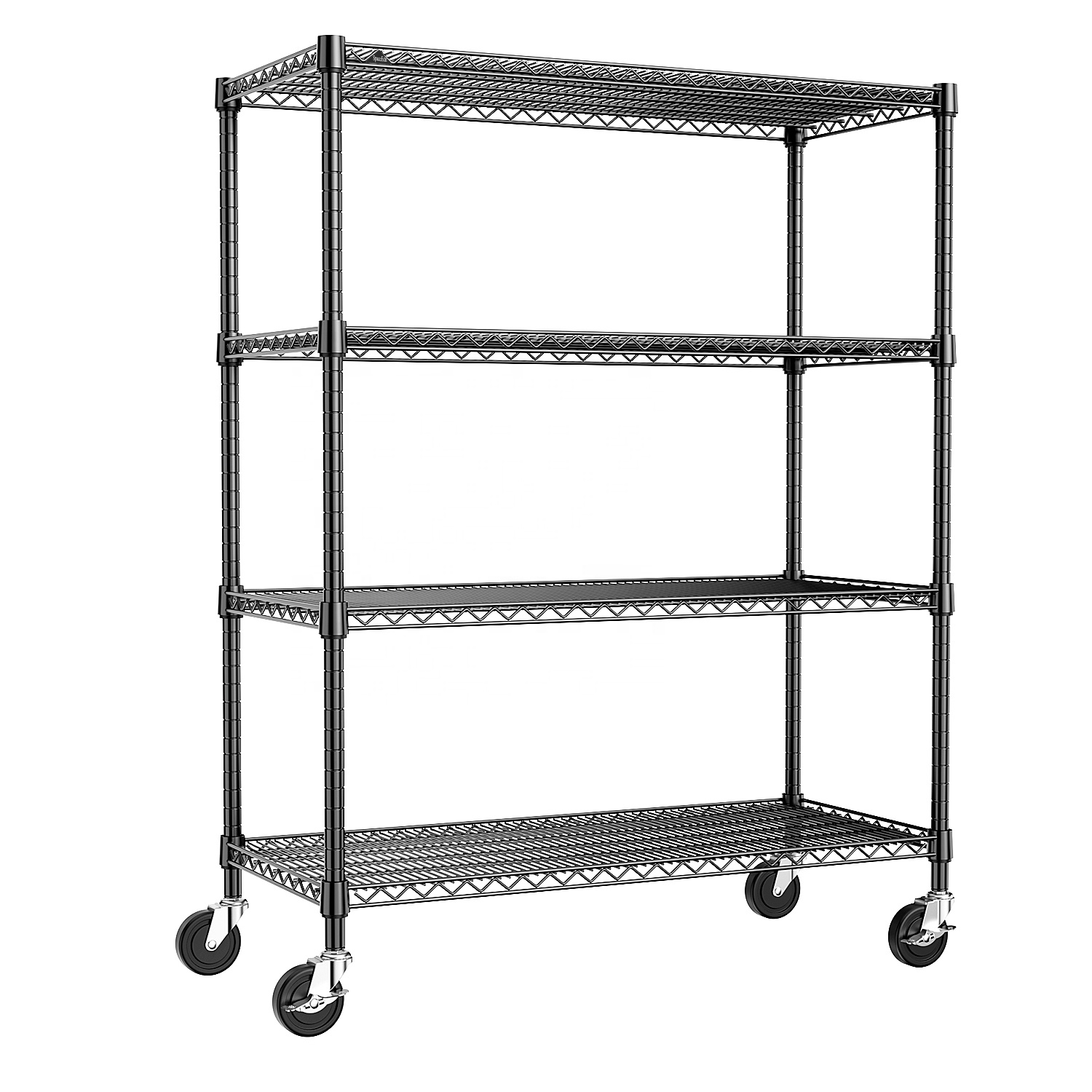 MZG USA Warehouse Local Stock Easy Assembly Industrial Heavy Duty 4 Tier Wire Black Metal Storage Rack Shelving Unit