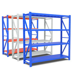 Heavy-Duty Boltless 4-Level Steel Storage Rack Industrial Multi-Level Metal Racking System Corrosion Protection for Bulk Storage