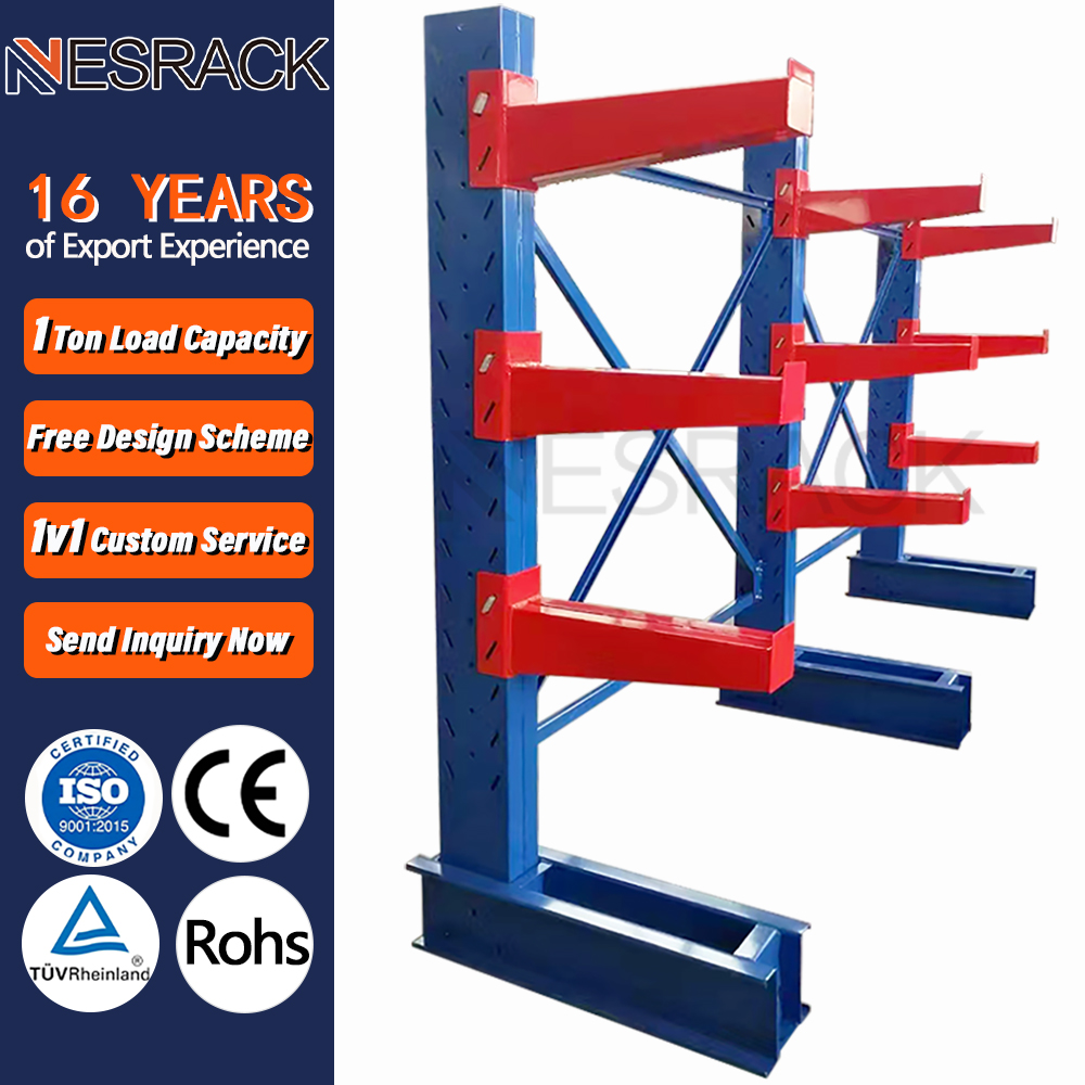 Heavy Duty Steel Metal Storage Shelf Single Size Adjustable Cantilever Rack for Warehouse &amp; Factory OEM Supplier Pallet Packed