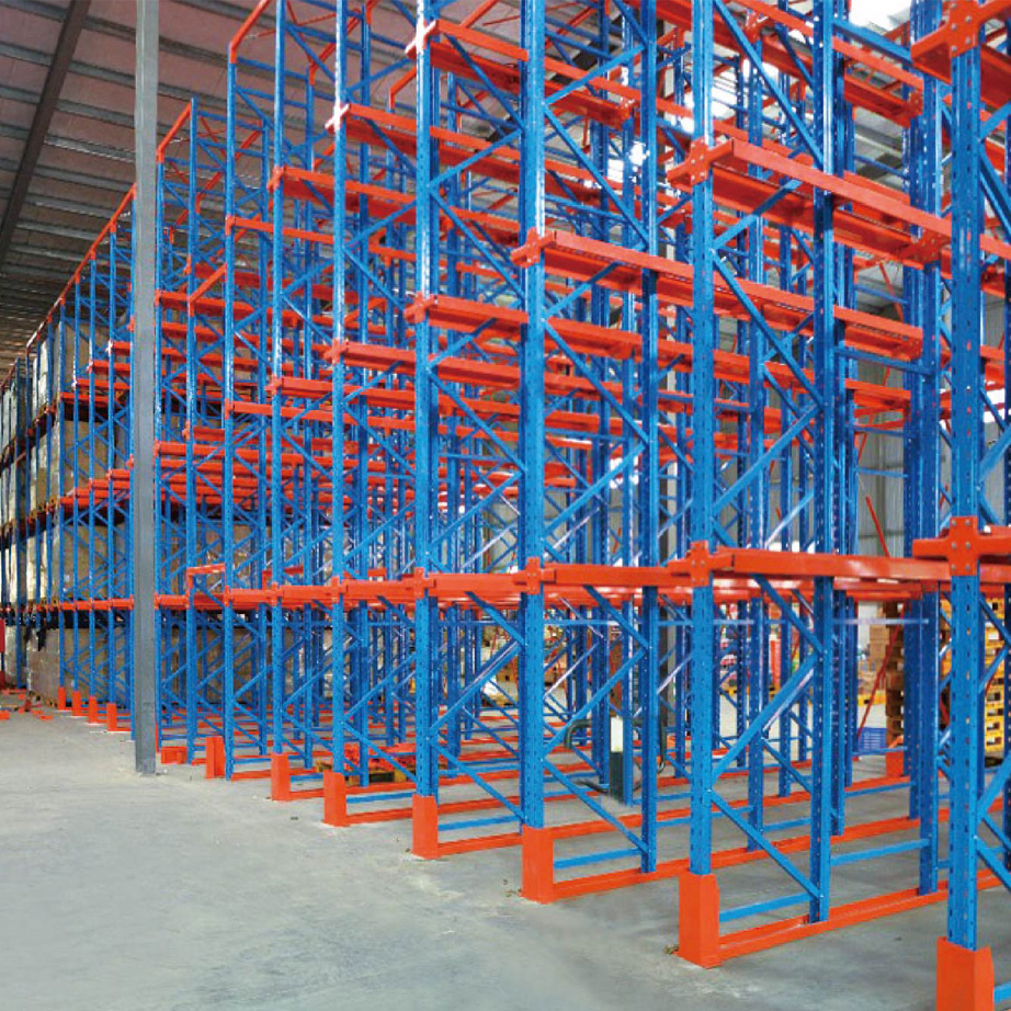 Durable 5-Layer Cold Rolled Steel Drive-In Warehouse Racking with Reinforced Structure for Bulk Goods Storage