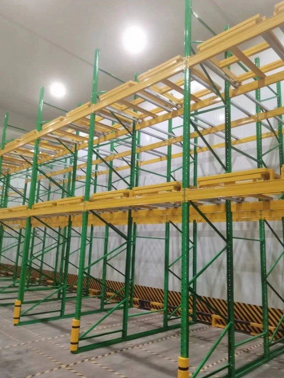 Q235 Steel Push Back Pallet Racking with Roller Track Heavy Load Pallet Rack System