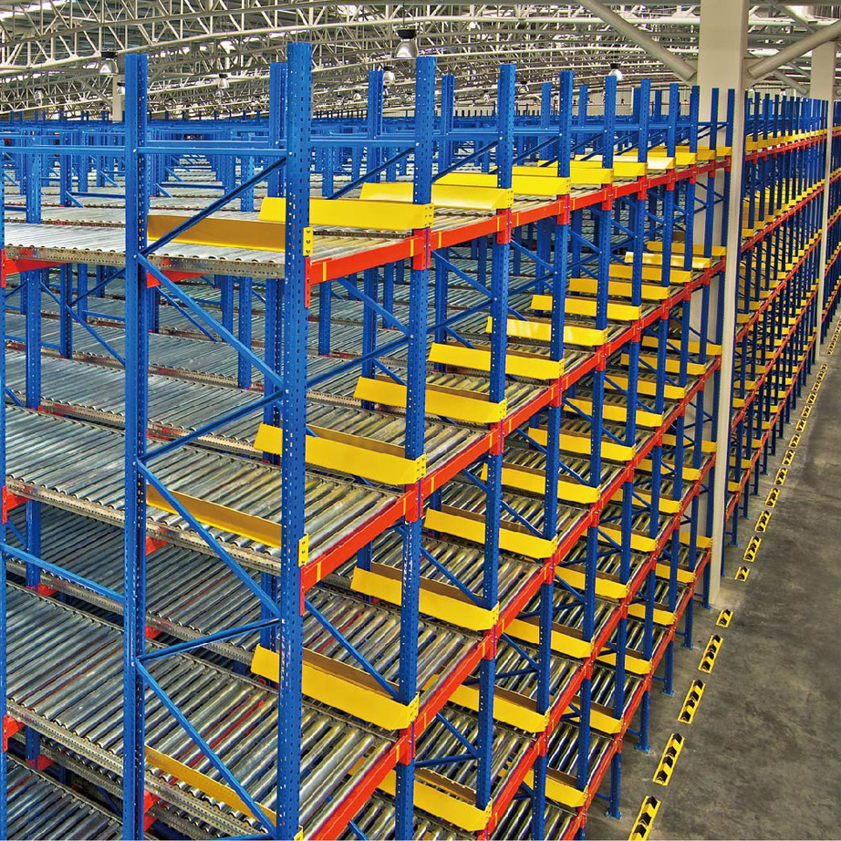 Heavy Load Steel Gravity Pallet Racking Adjustable Roller Track Powder Coated High Duty Warehouse Storage System