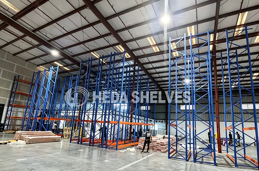 Upright frame assembly and diagonal bracing installation