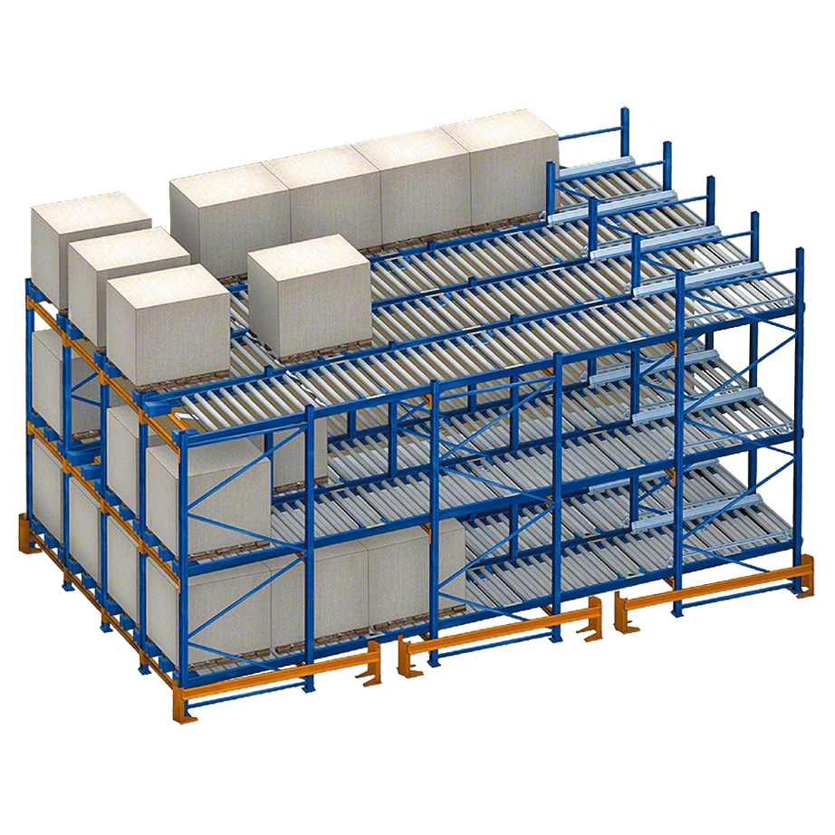 FIFO Steel Gravity Racking High Efficiency Adjustable Roller Racking Cold Storage High Density Multi-Layer Customizable Powder