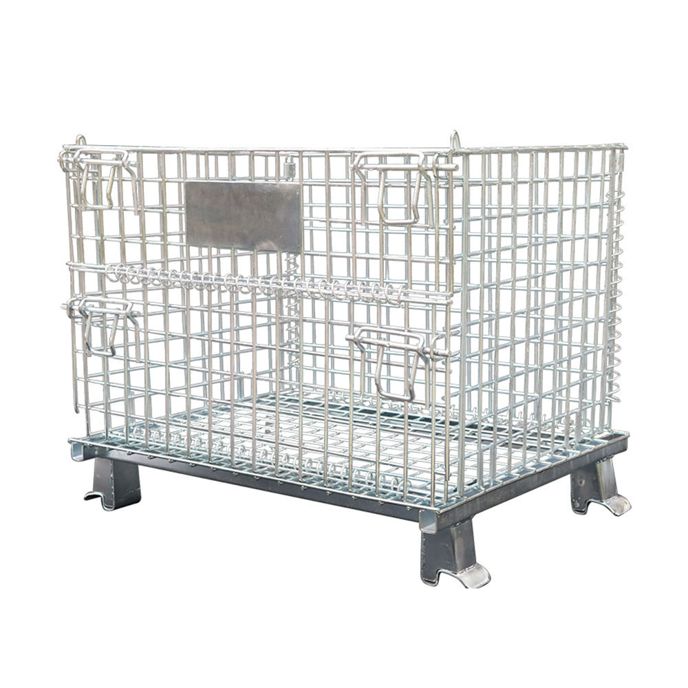 Heavy Duty Industrial Bulk Storage Stacking Galvanizing 50 X 50 MM Wire Steel Mesh Cage