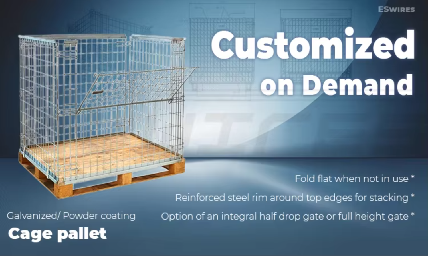 Stacking Durable Warehouse Secure Storage Foldable Wire Mesh Pallet Cage for EURO Pallets