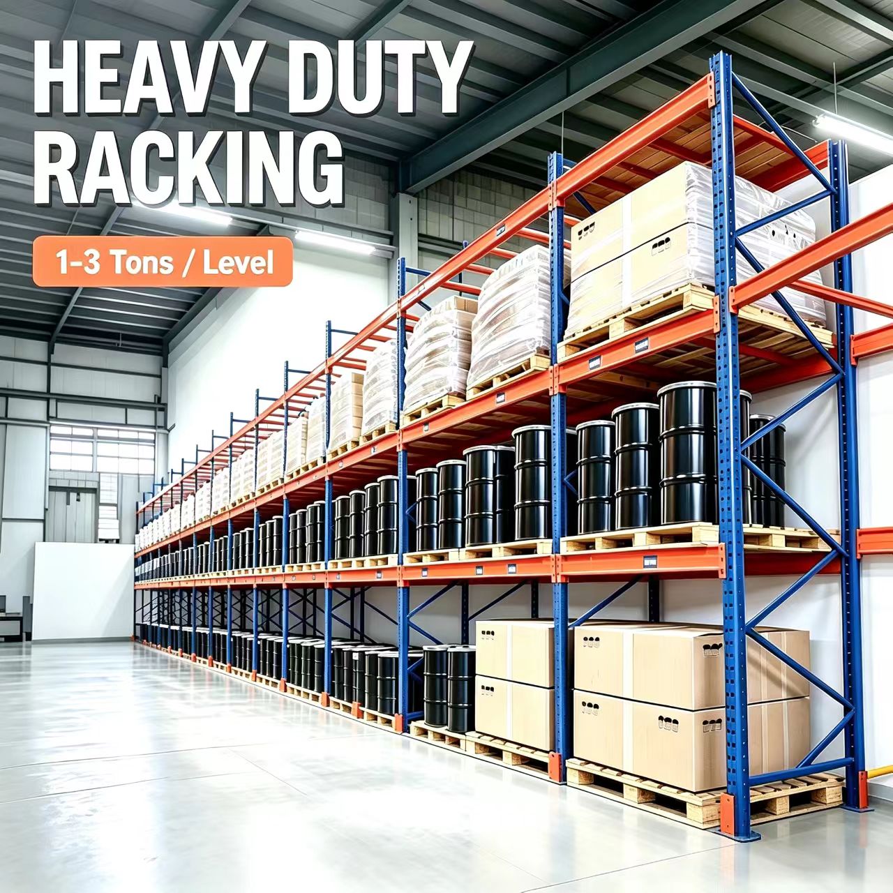 Industrial Grade Steel Selective Pallet Rack Snap-in Connection For Logistic Center Inventory