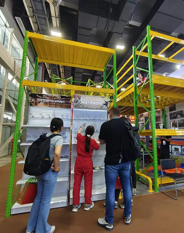 Technical drawing review at trade booth