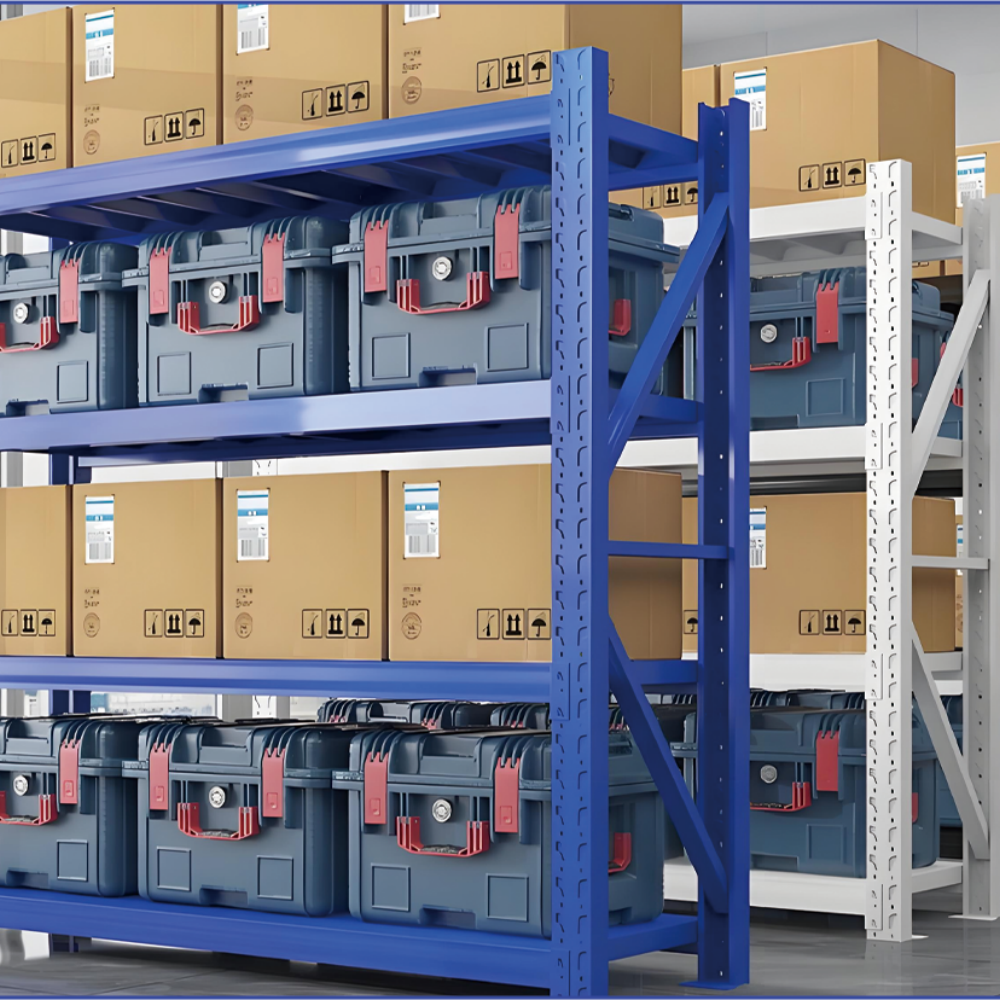 Industrial 4-Layer Heavy Duty Long Span Steel Shelving Boltless Storage Rack for Warehouse