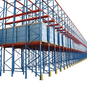 [Rongle] 2-Layer Steel Through-Aisle Drive-In Heavy-Duty Warehouse Shelving System (Blue/Red)