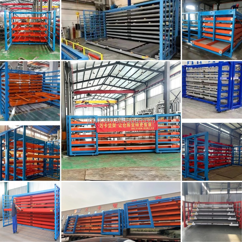 High-Capacity Vertical Sheet Metal Rack | Forklift-Compatible Roll-Out Tray System