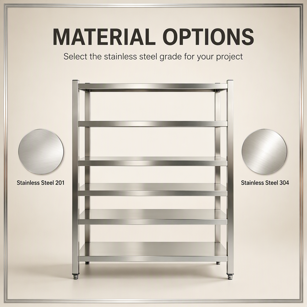 Heavy Duty 4 Tier Stainless Steel Storage Rack Adjustable Commercial Kitchen Shelving Unit for Restaurant Food Prep