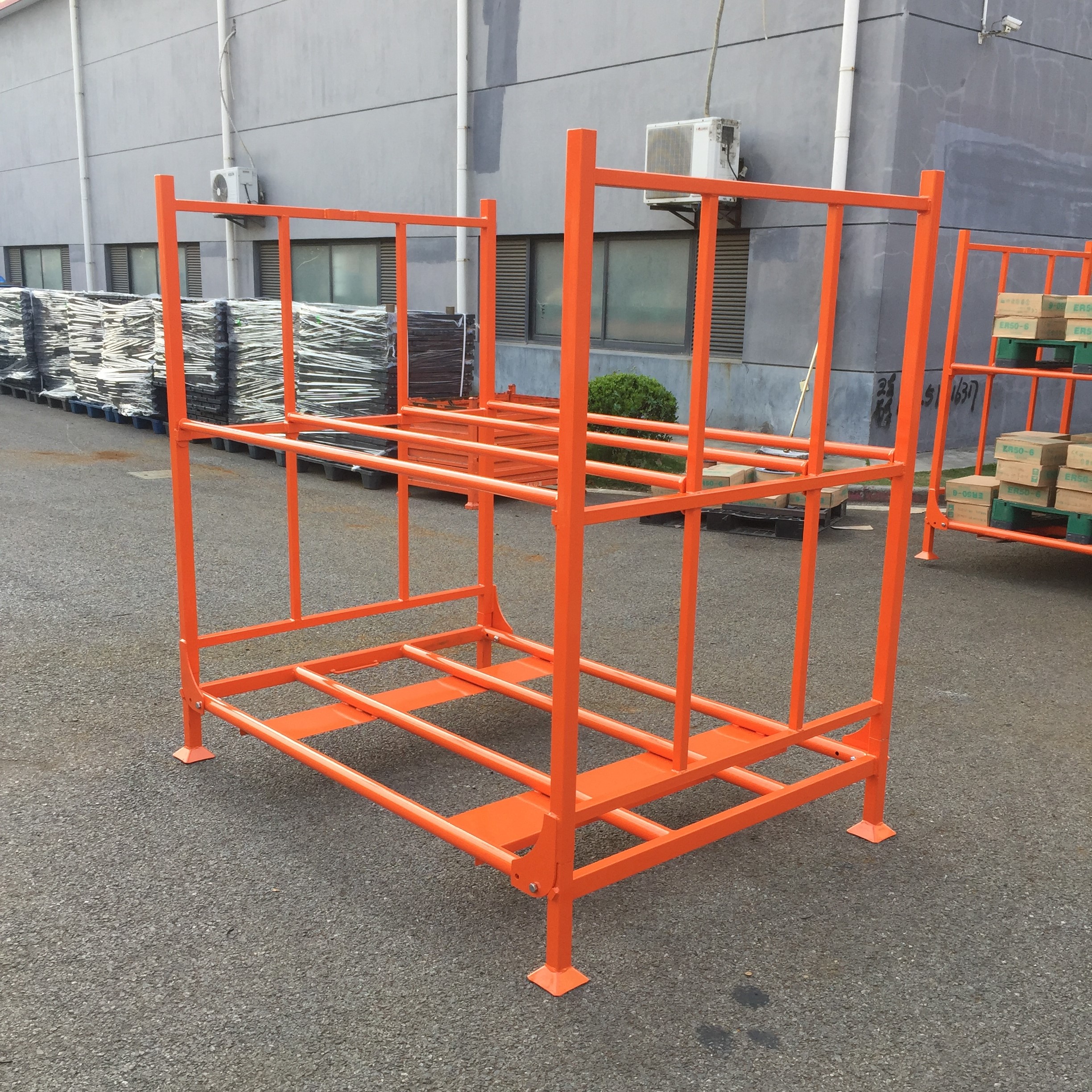 Steel Foldable Stacking Rack | Collapsible Stackable Storage Shelf | Heavy Duty Industrial Rack Corrosion Protection for