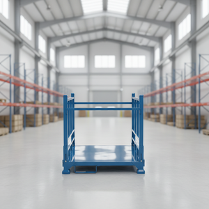 Portable Foldable Steel Pallet Stacking Rack with Brushed Finish Light Duty for Profile Storage and Logistics