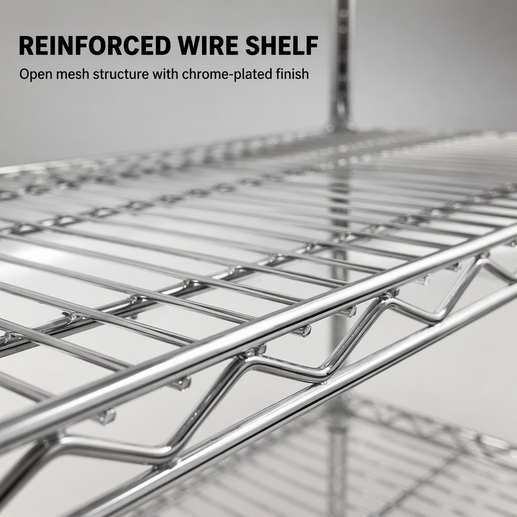 Heavy Duty Chrome Plated Wire Mesh Shelving Rack, Anti-Static ESD Multi-Layer Storage Shelves for Warehouse Industrial