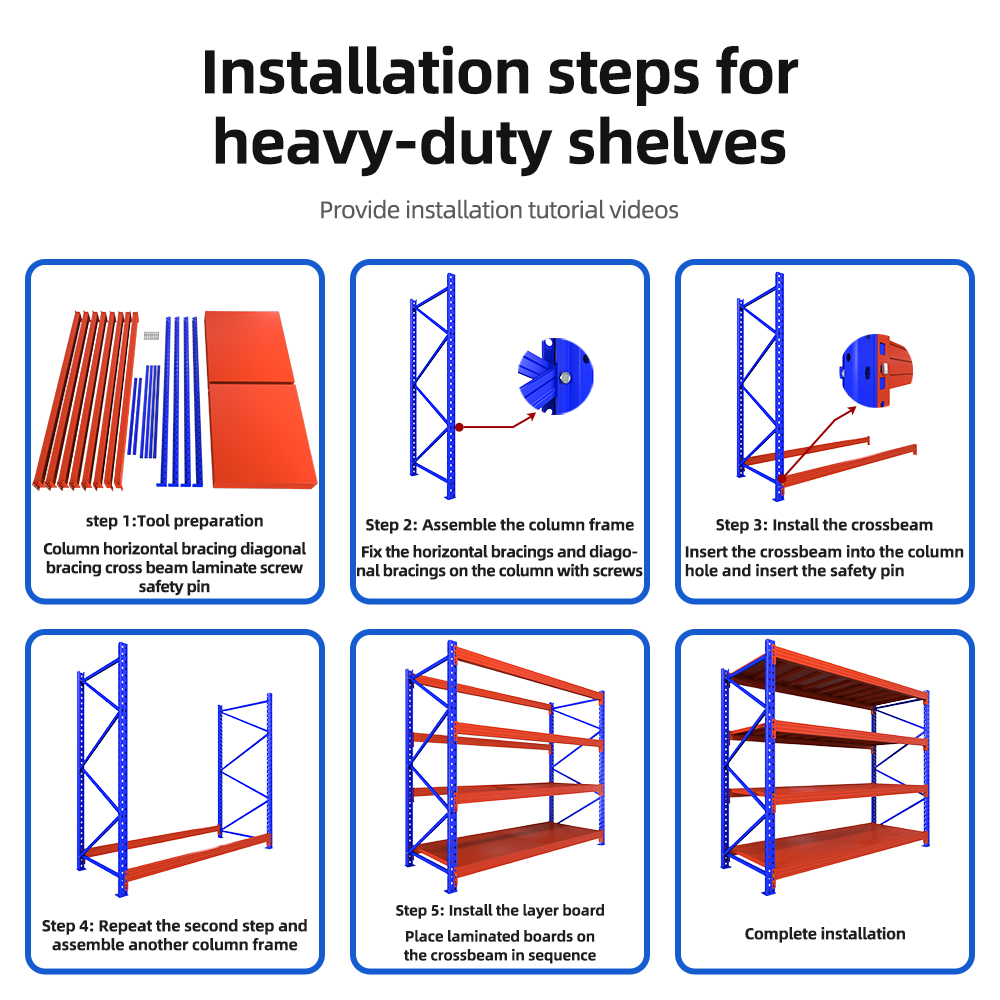 Heavy-Duty Beam-Type Steel Industrial Warehouse Drive-In Storage Racks Detachable Thickened Multi-Tier